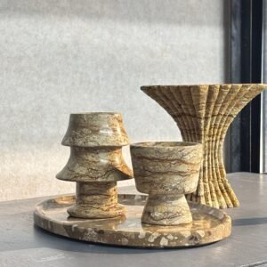 Stone art Marble Stone Decor Set – Natural Gemstone Plate, Bowls & Ornaments for Luxury Home Decoration