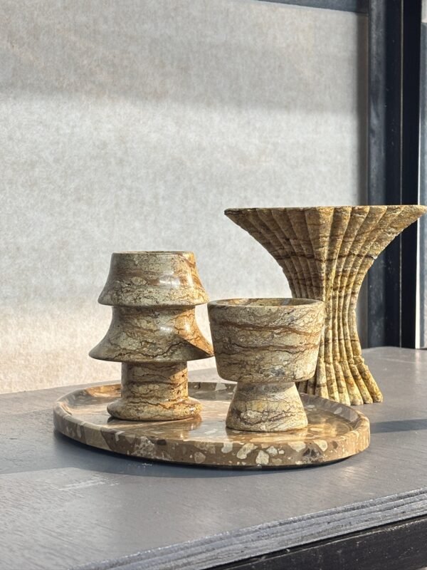 Stone art Marble Stone Decor Set – Natural Gemstone Plate, Bowls & Ornaments for Luxury Home Decoration