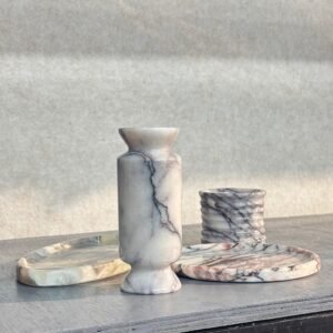 Stone art Marble Stone Decor Set – Natural Gemstone Plate, Bowls & Ornaments for Luxury Home Decoration