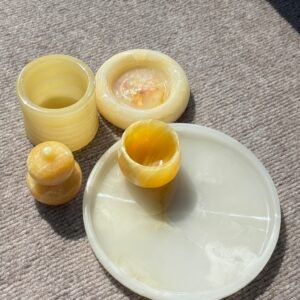 Stone art Marble Stone Decor Set – Natural Gemstone Plate, Bowls & Ornaments for Luxury Home Decoration