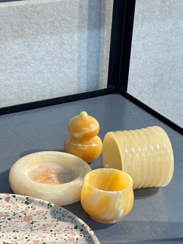 Stone art Marble Stone Decor Set – Natural Gemstone Plate, Bowls & Ornaments for Luxury Home Decoration - Image 3