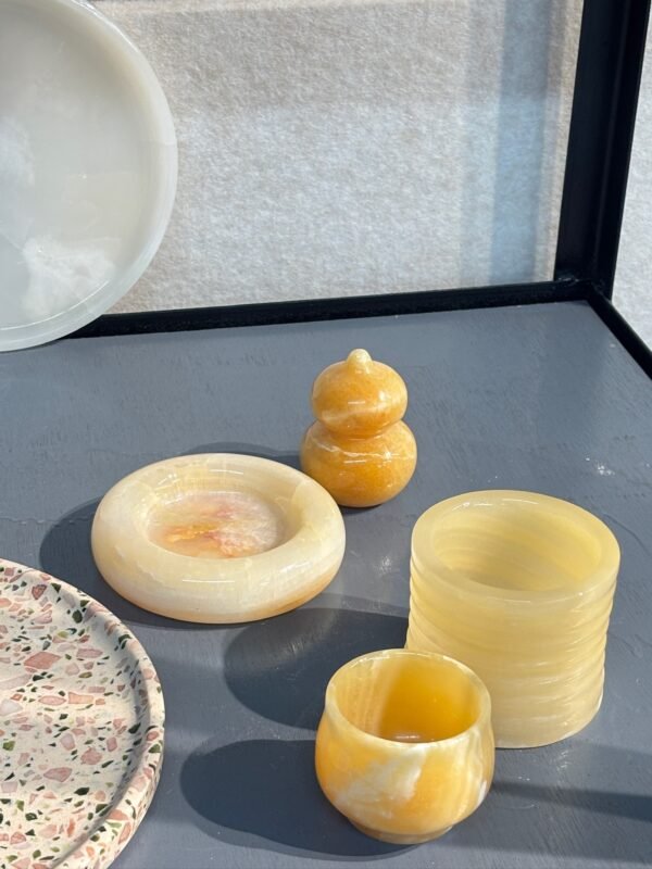 Stone art Marble Stone Decor Set – Natural Gemstone Plate, Bowls & Ornaments for Luxury Home Decoration - Image 2