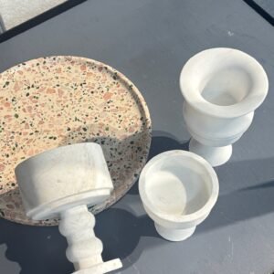 Stone art Marble Stone Decor Set – Natural Gemstone Plate, Bowls & Ornaments for Luxury Home Decoration
