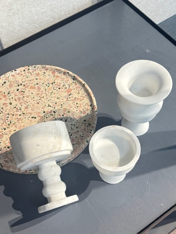 Stone art Marble Stone Decor Set – Natural Gemstone Plate, Bowls & Ornaments for Luxury Home Decoration