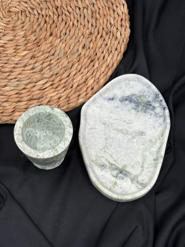 Stone art Marble Stone Decor Set – Natural Gemstone Plate, Bowls & Ornaments for Luxury Home Decoration - Image 4