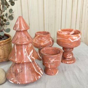 Stone art Marble Stone Decor Set – Natural Gemstone Plate, Bowls & Ornaments for Luxury Home Decoration