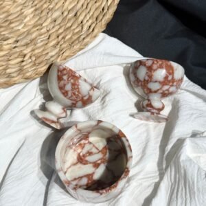 Stone art Marble Stone Decor Set – Natural Gemstone Plate, Bowls & Ornaments for Luxury Home Decoration