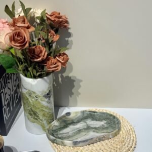 Stone art Marble Stone Decor Set – Natural Gemstone Plate, Bowls & Ornaments for Luxury Home Decoration