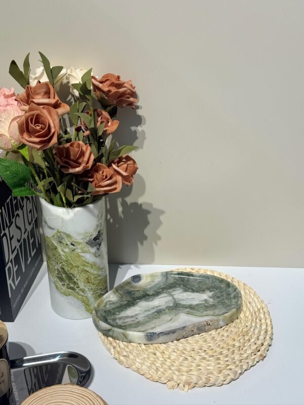 Stone art Marble Stone Decor Set – Natural Gemstone Plate, Bowls & Ornaments for Luxury Home Decoration
