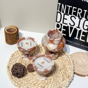 Stone art Marble Stone Decor Set – Natural Gemstone Plate, Bowls & Ornaments for Luxury Home Decoration
