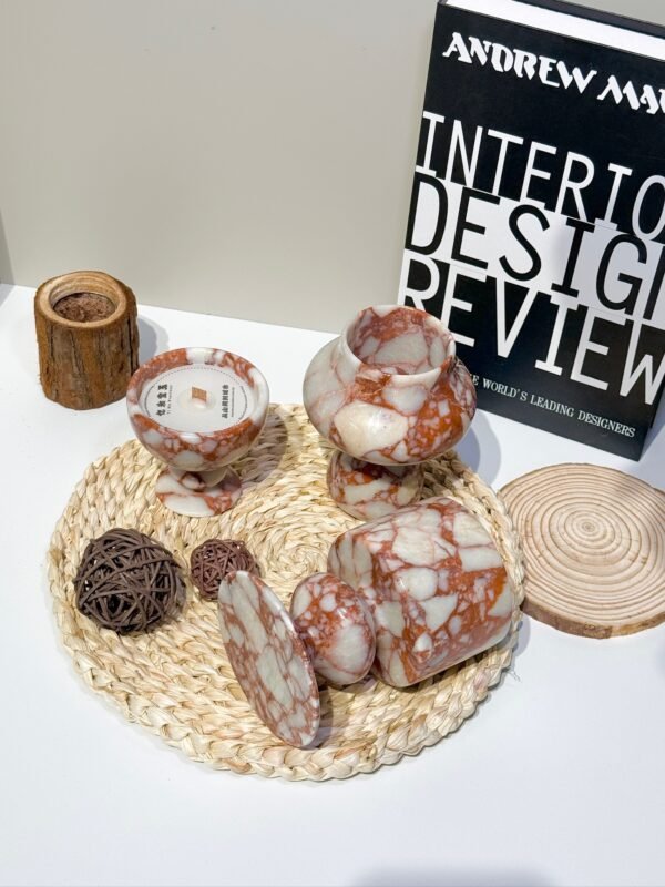 Stone art Marble Stone Decor Set – Natural Gemstone Plate, Bowls & Ornaments for Luxury Home Decoration - Image 5
