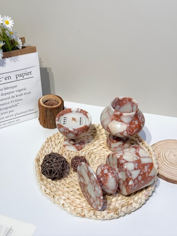 Stone art Marble Stone Decor Set – Natural Gemstone Plate, Bowls & Ornaments for Luxury Home Decoration - Image 6