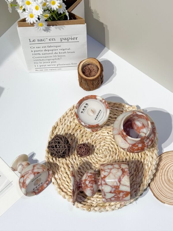 Stone art Marble Stone Decor Set – Natural Gemstone Plate, Bowls & Ornaments for Luxury Home Decoration - Image 7