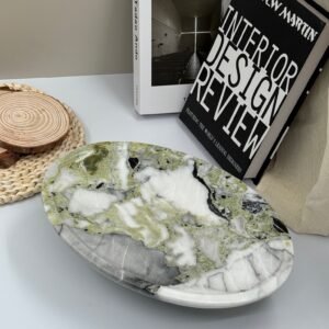 Stone art Marble Stone Decor Set – Natural Gemstone Plate, Bowls & Ornaments for Luxury Home Decoration