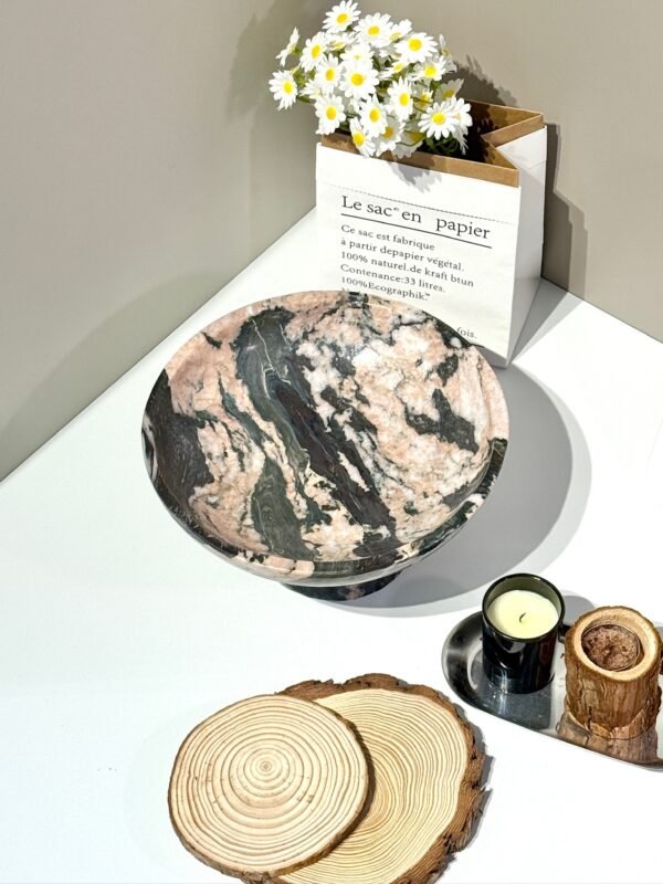 Stone art Marble Stone Decor Set – Natural Gemstone Plate, Bowls & Ornaments for Luxury Home Decoration - Image 3