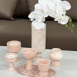 Stone art Marble Stone Decor Set – Natural Gemstone Plate, Bowls & Ornaments for Luxury Home Decoration