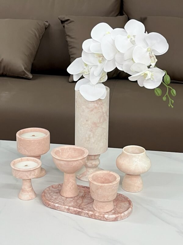 Stone art Marble Stone Decor Set – Natural Gemstone Plate, Bowls & Ornaments for Luxury Home Decoration