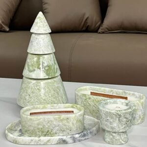 Stone art Marble Stone Decor Set – Natural Gemstone Plate, Bowls & Ornaments for Luxury Home Decoration