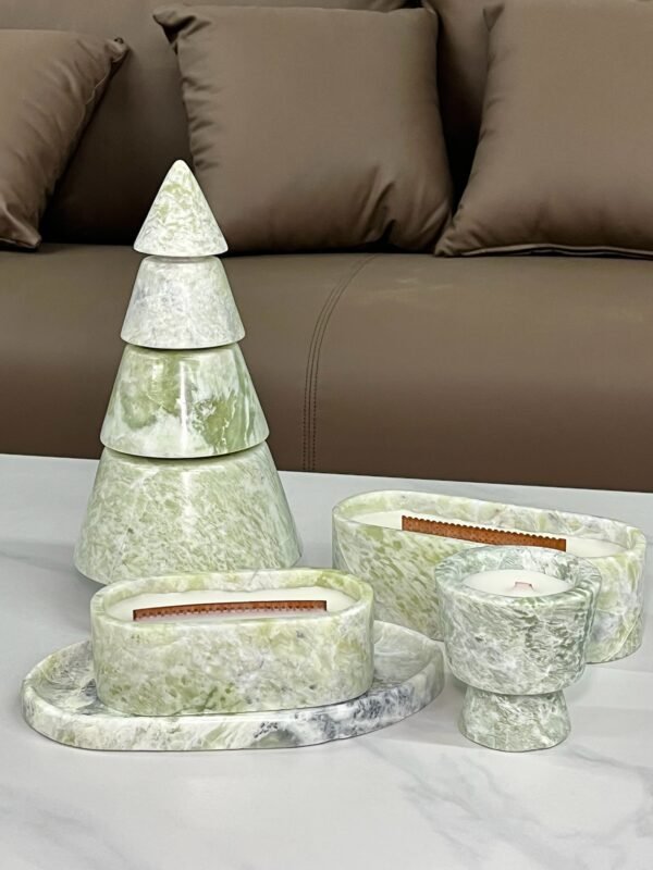 Stone art Marble Stone Decor Set – Natural Gemstone Plate, Bowls & Ornaments for Luxury Home Decoration