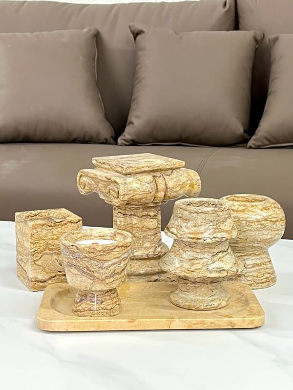 Stone art Marble Stone Decor Set – Natural Gemstone Plate, Bowls & Ornaments for Luxury Home Decoration - Image 4