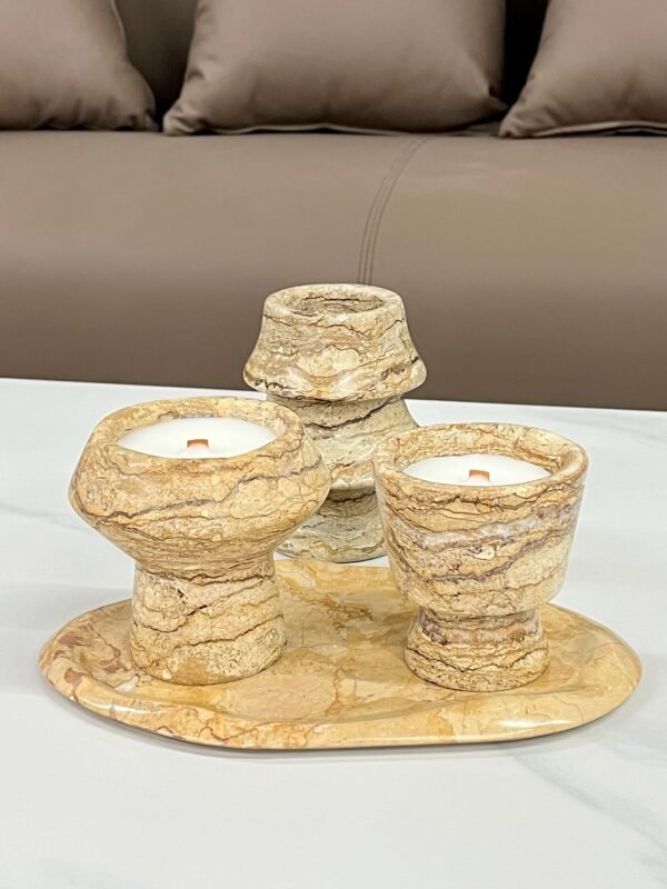 Stone art Marble Stone Decor Set – Natural Gemstone Plate, Bowls & Ornaments for Luxury Home Decoration - Image 5